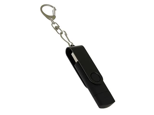 USB 2.0- флешка на 16 Гб с поворотным механизмом и дополнительным разъемом Type-C