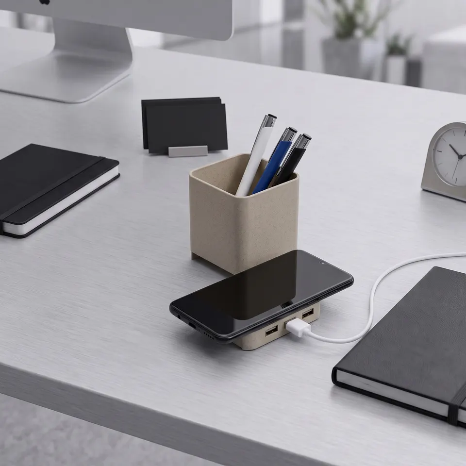 Настольный органайзер Cubic с функциями USB-хаба и беспроводной зарядки