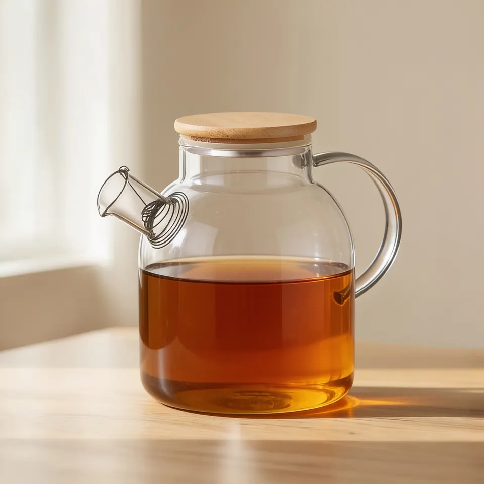 Стеклянный чайник с бамбуковой крышкой «Sencha M»